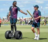  ??  ?? Jofra Archer finds a novel means of transport before the start of the first test.