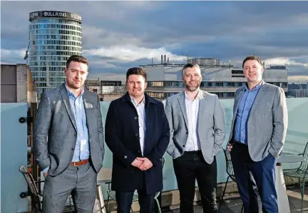  ?? ?? MEC Consulting directors on the roof terrace of the firm’s Birmingham office in Temple Street (from left): Dave Stockton, Rob MacDonald, Alex Bennett and Tim Rose