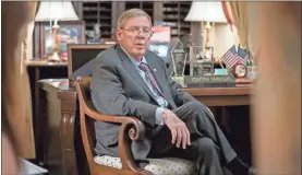  ??  ?? Sen. Johnny Isakson, R-Ga., meets with his staff in his office on Capitol Hill in Washington on Dec. 2 as he prepares to deliver his farewell address on the floor of the Senate tomorrow. Isakson, a three-term senator, announced last summer that he would resign from the Senate on Dec. 31 for health reasons.