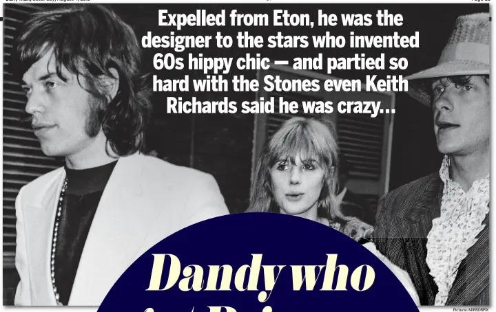  ?? Picture: MIRRORPIX ?? Start me up: Socially ambitious Jagger, Marianne Faithfull and Gibbs arriving at Heathrow in 1967, above. Inset: Gibbs in 1966