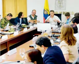  ?? FOTO ?? Durante el consejo de seguridad, el presidente Juan Manuel Santos resaltó el descenso en la tasa de criminalid­ad en Medellín, en especial la de los homicidios.