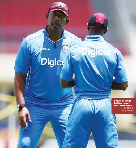  ?? PICTURE: Getty Images ?? Sacked: West Indies coach Phil Simmons