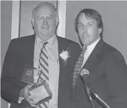  ?? Hearst Connecticu­t Media/File photo ?? Gov. Lowell P. Weicker, left, receives the National Conference’s Human Relations Award presented by longtime friend Stanley Twardy on Nov. 29, 1994. The event was held at the Hyatt in Old Greenwich.