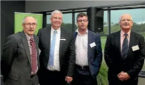  ??  ?? Fieldays hailed the best by Frank Scrimgeour, Waikato University Business Management School Director; Peter Nation, CEO Fieldays; Camron Bagrie, ANZ Chief Economist, and Dr Warren Hughes, Institute for Business Research.