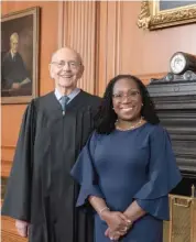  ?? ?? Justice Ketanji Brown Jackson replaced retiring Justice Stephen Breyer on the Supreme Court on Thursday. Jackson once clerked for Breyer.