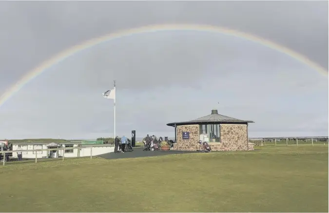  ??  ?? 0 Golfers waiting at the Starter’s Hut at North Berwick West Links perhaps wonder if they’re going to find a pot of gold in this picture from Douglas Shiell of North Berwick