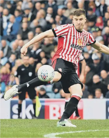  ??  ?? Sunderland midfielder Paddy McNair fires in a shot against Leeds United.