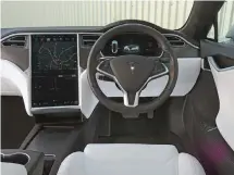  ??  ?? DESKTOP ON BOARD: The Model S cabin’s pièce de résistance: that epic 17in screen.