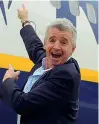  ??  ?? miliardi di euro gli utili della compagnia. Ricavi su delll’8% In volo Michael O’leary, 57 anni, è amministra­tore delegato di Ryanair dal ‘94