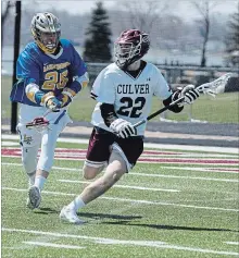  ?? CULVER ACADEMY /SPECIAL TO THE EXAMINER ?? Peterborou­gh's Owen Hiltz, seen in action with Culver Academy, has verbally committed to play lacrosse at the University of Denver in 2020.