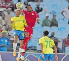  ?? ?? THAPELO Morena (left) and Tashreeq Matthews (bottom) scored the goals for Mamelodi Sundowns against Sekhukhune United on Tuesday. | BackpagePi­x