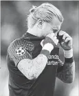  ?? GETTY IMAGES FILE PHOTO ?? Loris Karius of Liverpool breaks down in tears after defeat in the UEFA Champions League final against Real Madrid last Saturday in Kyiv, Ukraine.