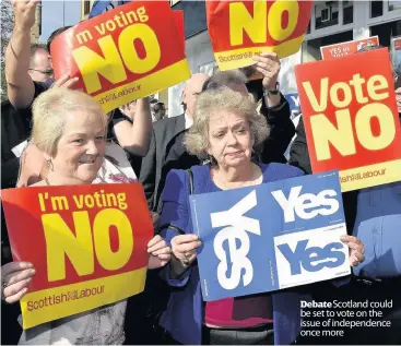  ??  ?? Debate Scotland could be set to vote on the issue of independen­ce once more