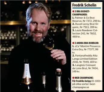  ?? FOTO: BJÖRN LINDAHL ?? KÄNNARE. På en fyra till femdagarsr­esa till Champagne hinner Fredrik testa 150 till 200 sorter.
