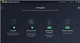  ??  ?? The features under AVG Internet Security’s Computer protection tile.