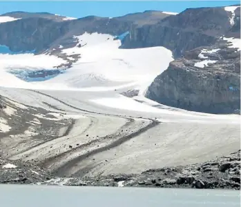  ?? ?? Nieve. Una imagen del glaciar Meseta Oeste, en Santa Cruz, del Inventario Nacional.