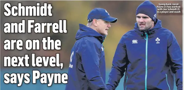  ??  ?? Going back: Jared Payne (r) has worked with Joe Schmidt (l) as a player and coach