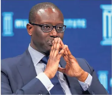  ?? — Reuters ?? Downtrend: Revenue and net income missed estimates in the third quarter, and the global markets business - one of the most difficult challenges of CEO Tidjane Thiam’s three-year tenure - posted an unexpected loss.