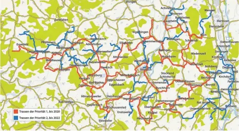  ?? GRAFIK: MICHELLE BARBIC/ QUELLE: LANDRATSAM­T ?? Der Ausbau des Backbonene­tzes erfolgt in zwei Etappen und soll bis 2022 abgeschlos­sen sein.