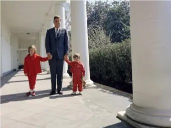  ??  ?? Kennedy with his children at the White House in March 1963