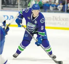  ?? LINDSAY A. MOGLE/UTICA COMETS ?? Jonathan Dahlen’s quick release and strong skating stride helped him win a second-division title in Sweden.