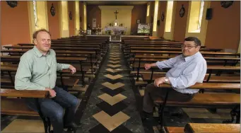  ?? Photo by John Reidy ?? Fundraisin­g committee members, David O’Connor (left) and Chairman John Murphy pictured in the Church of Our Lady of the Assumption in Knockclari­g - one of the two churches in their care.