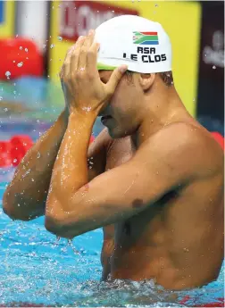  ?? REUTERS ?? I CAN’T BELIEVE IT: Chad le Clos reacts after winning gold in Budapest last night.