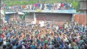  ??  ?? People protest the killing of Shahid Ahmad Mir in Handwara, North Kashmir, on Thursday. HT PHOTO