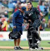  ?? PHOTO: GETTY IMAGES ?? Ross Taylor grimaces in pain during his match-winning 181 not out against England on Wednesday.