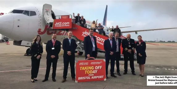  ??  ?? > The Jet2 flight from Bristol bound for Majorca just before take-off