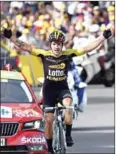  ?? AFP ?? Primoz Roglic crosses the finish line of stage 17 of the Tour de France on Wednesday.