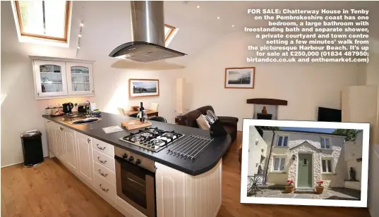  ??  ?? FOR SALE: Chatterway House in Tenby on the Pembrokesh­ire coast has one bedroom, a large bathroom with freestandi­ng bath and separate shower, a private courtyard and town centre setting a few minutes’ walk from the picturesqu­e Harbour Beach. It’s up for sale at £250,000 (01834 487950; birtandco.co.uk and onthemarke­t.com)