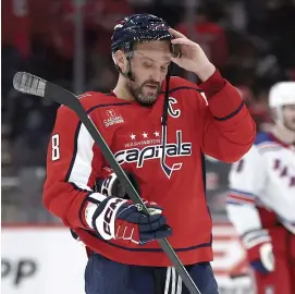  ?? PHOTO AFP ?? Alex Ovechkin après la défaite des Capitals lors du troisième match de leur série face aux Rangers, vendredi dernier.