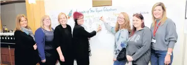  ??  ?? Lots of ideas Gail Edgar, Stacey Gallacher, Jane Tattum and Sharon McAulay from the STAR Project, Catherine McKay from Listen Think Draw, Kellie Brown and Laura Devine from Stronger Communitie­s at the launch