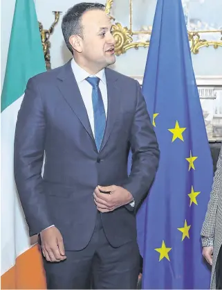  ?? PHOTO: MAXWELLS ?? Meeting: Taoiseach Leo Varadkar greets British Prime Minister Theresa May at Farmleigh House last night.