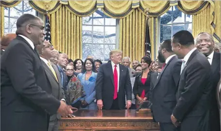  ?? AUDE GUERRUCCI Pool Photo ?? SOME SAY President Trump’s February meeting with leaders of historical­ly black colleges and universiti­es amounted to a photo op.