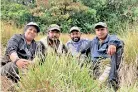  ??  ?? Time for a photo – the researcher­s (from left) Dr. Enoka P. Kudavidana­ge, Thilina Nimalrathn­a, Sumith Indika Bandara and Ravindra (Ravi) Amarasingh­e at Horton Plains