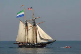  ?? Associated Press ?? ■ The Freedom Schooner Amistad, a near-replica of the ship that sparked a 19th century slave revolt, is seen Dec. 9, 2007, as it sails into port in central Freetown, Sierra Leone. Talladega College on Friday was scheduled to dedicate a new museum that will hold paintings which illustrate the story of the Amistad mutiny. Commission­ed by the college in 1938 and painted by artist Hale Woodruff, the murals hung in the campus library for nearly seven decades until they were removed for restoratio­n and a national tour in 2008.