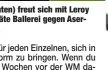  ??  ?? Lass dich umarmen! Leon Goretzka (hinten) freut sich mit Leroy Sané über seine beiden Tore und die späte Ballerei gegen Aserbaidsc­han.