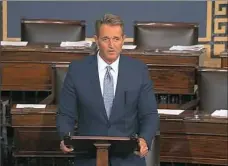  ??  ?? Sen. Jeff Flake addresses his colleagues Oct. 24.