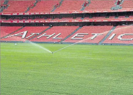  ?? FOTO: WEB ATHLETIC ?? Nueva firma El césped del estadio bilbaíno variará de ‘dueño’ tras un concurso en el que Cengotita no ha sido la empresa elegida