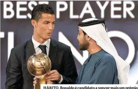  ??  ?? HÁBITO. Ronaldo é candidato a vencer mais um prémio