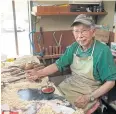  ??  ?? Michiaki Hiroi is part of the last family still carving Edo-style tops in Japan.