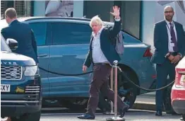  ?? GARETH FULLER/PA IMAGES ?? Former British Prime Minister Boris Johnson arrives Saturday at Gatwick Airport in London days after the resignatio­n of his successor, Liz Truss.