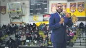  ?? HBO ?? Mayor Michael Tubbs speaks to high school students in Stockton in a scene from the documentar­y “Stockton On My Mind.”