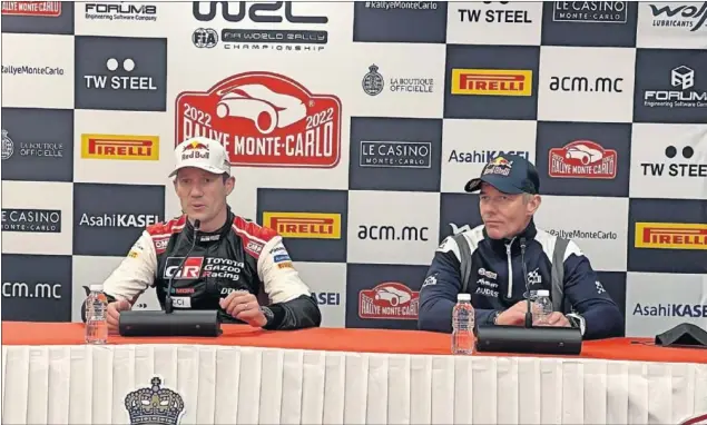  ?? ?? Sebastien Ogier y Sebastien Loeb comparecen en la rueda de prensa oficial previa al inicio del Rally de Montecarlo.