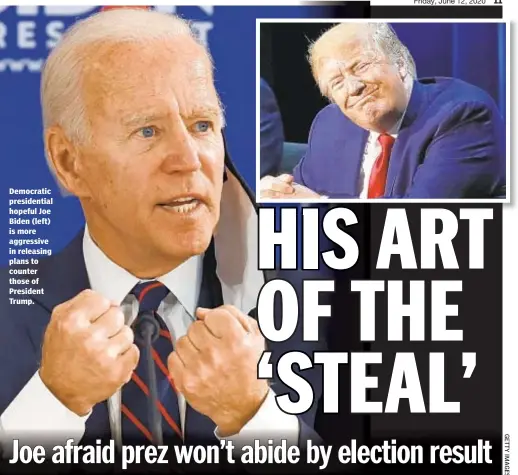  ??  ?? Democratic presidenti­al hopeful Joe Biden (left) is more aggressive in releasing plans to counter those of President Trump.