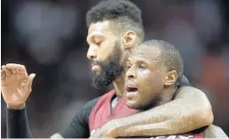  ?? MICHAEL LAUGHLIN/STAFF FILE PHOTO ?? James Johnson and Dion Waiters, right, are two of the Miami Heats’ free agents they must decide on.