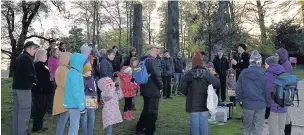  ??  ?? The group listens out for birds during their dawn chorus walk