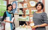  ??  ?? Mauli Teli, right, and her sister, Grishma, with their range of beauty products.